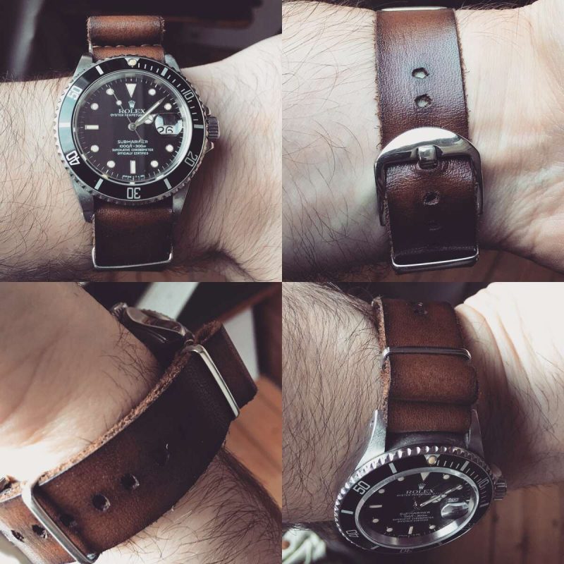 Single Pass Strap on Rolex watch by Gunny Straps