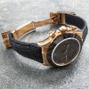 Black Croco Leather Strap For Rolex Daytona Rose Gold Chocolate by Gunny Straps