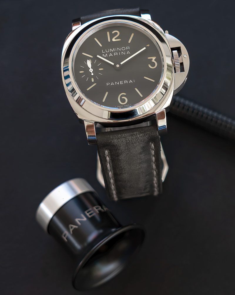 Arillo Grey Strap on Panerai Luminor by Gunny Straps