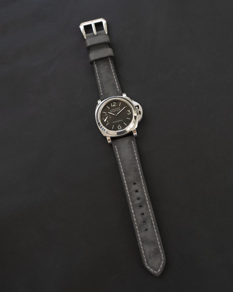 Arillo Grey Strap on Panerai Luminor by Gunny Straps