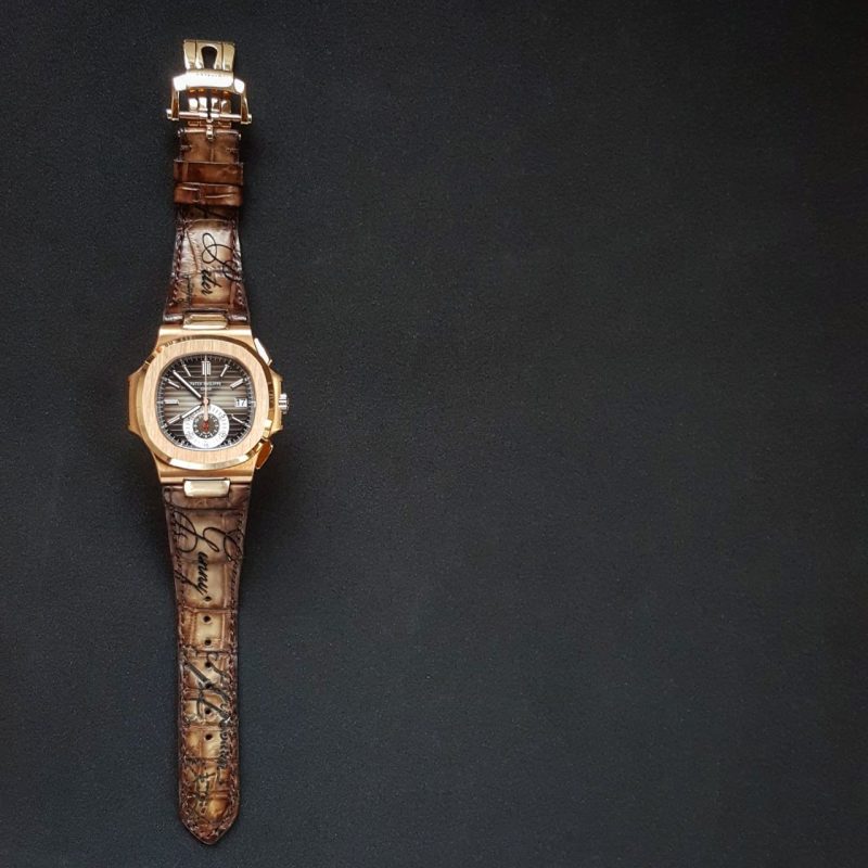 Beaver Croco with Scritto Strap on Patek Philippe Nautilus by Gunny Straps