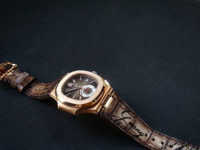 Beaver Croco with Scritto Strap on Patek Philippe Nautilus by Gunny Straps