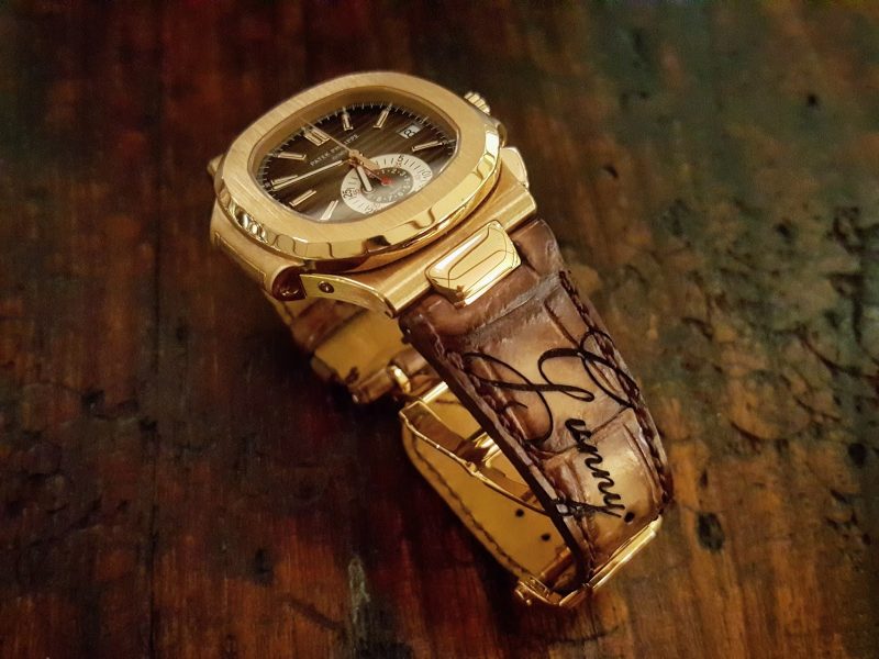 Beaver Croco with Scritto Strap on Patek Philippe Nautilus by Gunny Straps