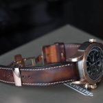 Artdeco1 vintage classy reddish brown leather strap by gunny straps shown on jaeger le coultre JLC and also for other wristwatch like rolex omega tag heuer patek philipe iwc breitling watch bands