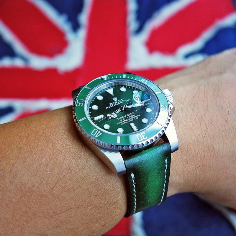 Deep Green Leather Strap for Rolex Hulk By Gunny Straps