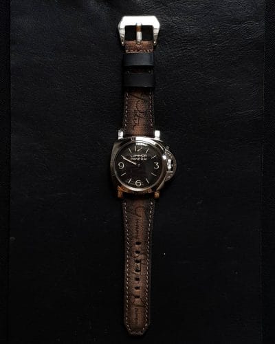 Japanese canvas brown patina scritto 02 - Gunny Straps Official