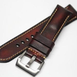 Artdeco1 vintage classy reddish brown leather strap by gunny straps shown on jaeger le coultre JLC and also for other wristwatch like rolex omega tag heuer patek philipe iwc breitling watch bands