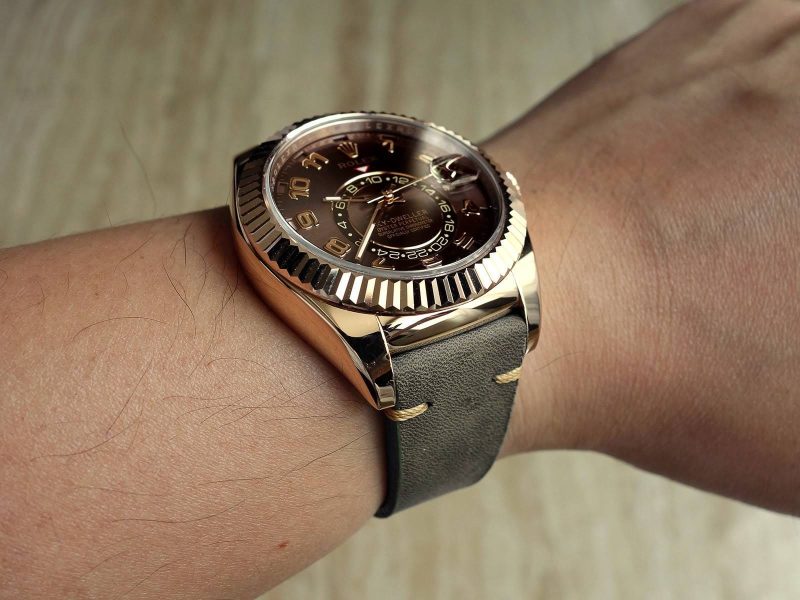 Minimalist Grey Leather Strap For Rolex by Gunny Straps