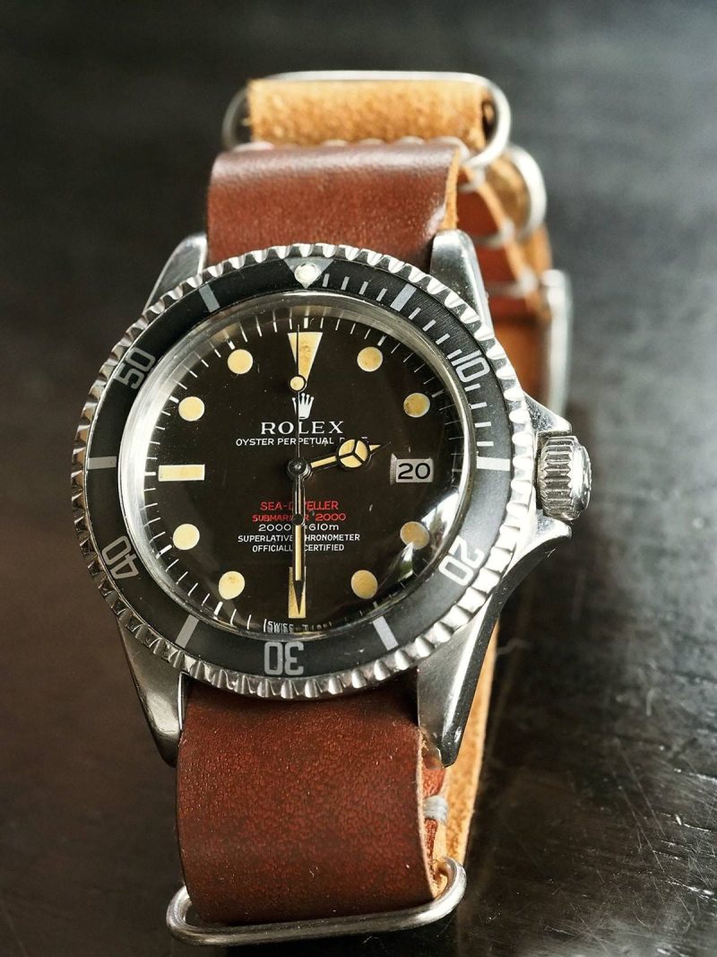 Burnt Umber Single Pass Strap for Rolex Sea Dweller by Gunny Straps
