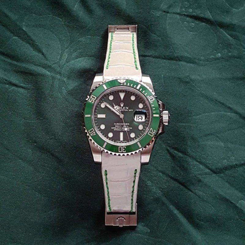 Off White Croco Strap Rolex GMT Master II Hulk by Gunny Straps