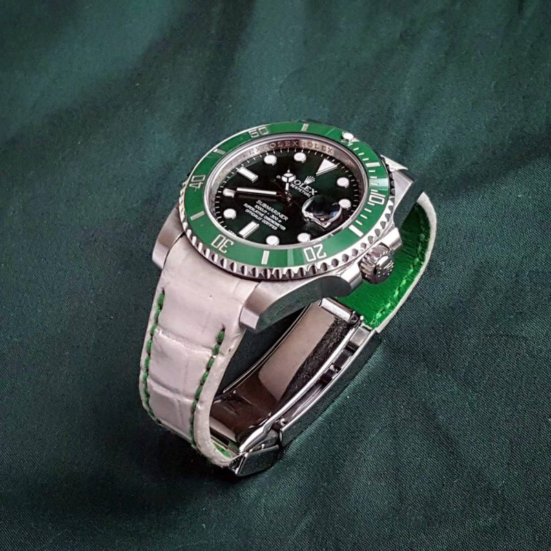 Off White Croco Strap Rolex GMT Master II Hulk by Gunny Straps