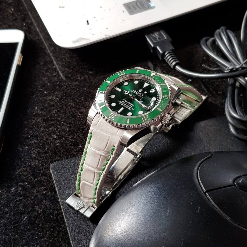 Off White Croco Strap Rolex GMT Master II Hulk by Gunny Straps
