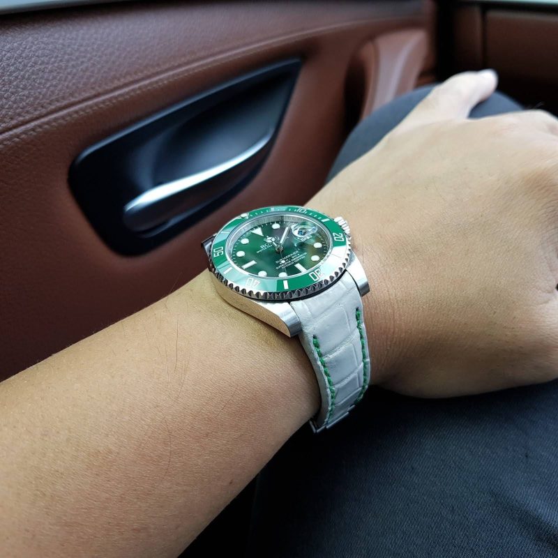 Off White Croco Strap Rolex GMT Master II Hulk by Gunny Straps