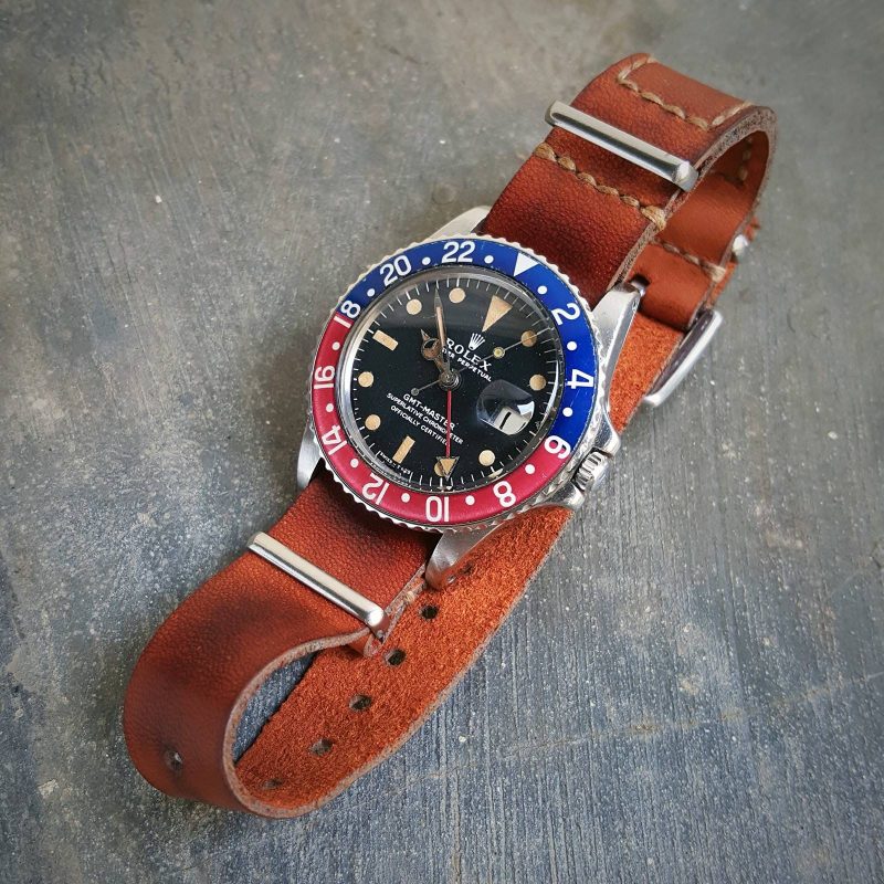 Oranje Single Pass Strap for Rolex Pepsi by Gunny Straps