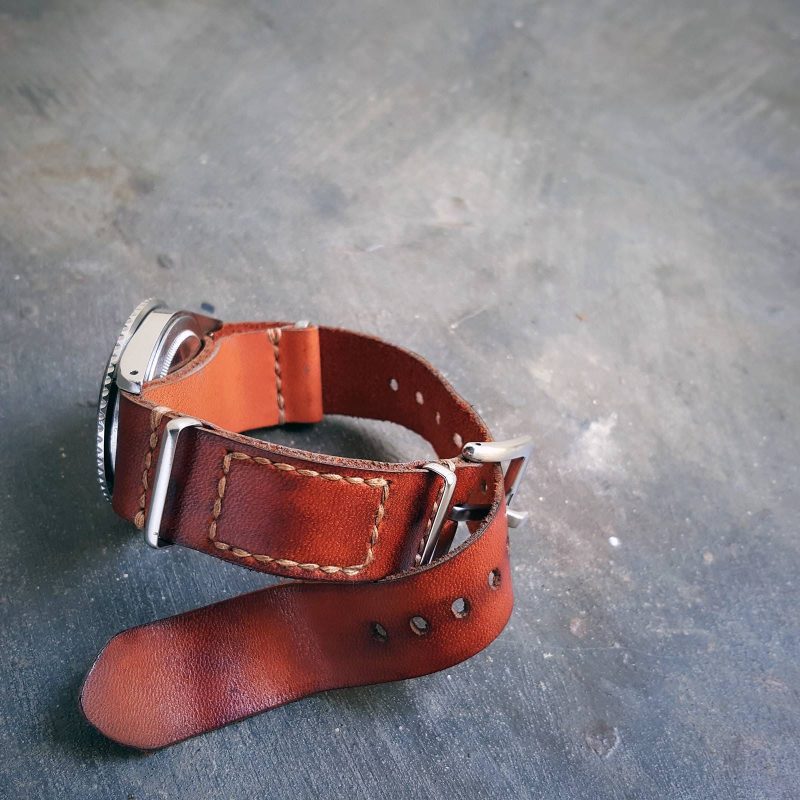 Oranje Single Pass Strap for Rolex Pepsi by Gunny Straps