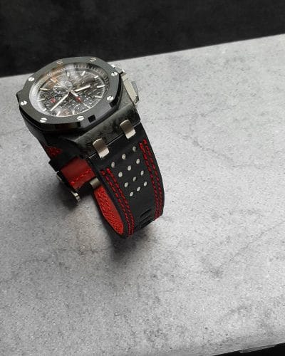 AP racing black white double red stitch 03- Gunny Straps Official