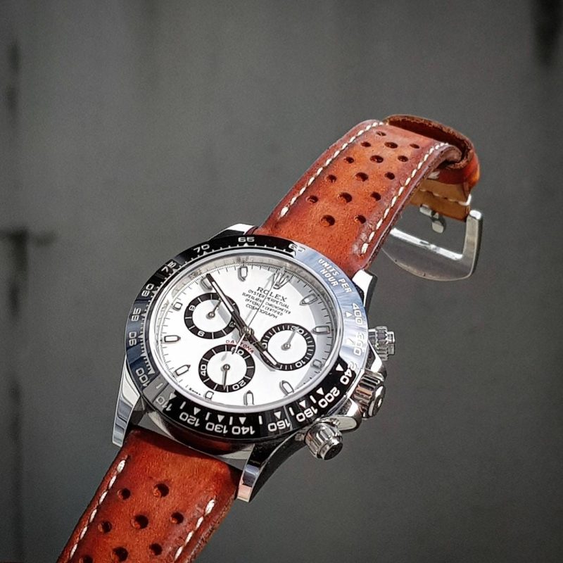 Dakkar Strap on Rolex Daytona Panda by Gunny Straps