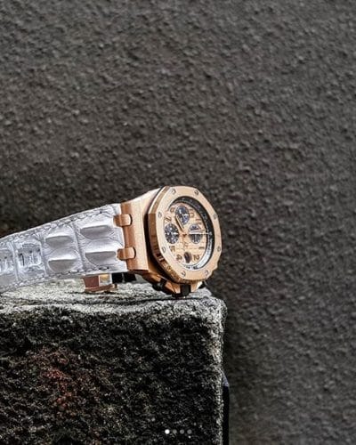 AP Matte White Double Hornback Crocodile strap for audemars piguet watch and any other watches by gunny straps
