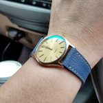 Pebble Airforce Blue elegant classic leather watch strap by gunny straps for dressy wristwatch looks rolex patek philippe lange soehne omega and any other vintage and modern watches