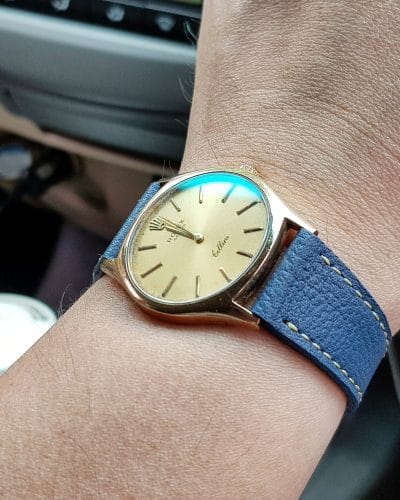 Pebble Airforce Blue elegant classic leather watch strap by gunny straps for dressy wristwatch looks rolex patek philippe lange soehne omega and any other vintage and modern watches
