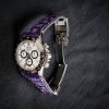 Purple Nubuck Crocodile strap by Gunny Straps shown on Rolex Daytona ceramic 116500ln with curved ends to replace endlink and you can request for straight ends leather strap.
