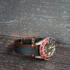 Gurney 2nd serie - Gurney 2 blue red minimalist strap shown on rolex pepsi gmt master vintage style by gunny straps official handmade leather strap