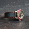 Gurney 2nd serie - Gurney 2 blue red minimalist strap shown on rolex pepsi gmt master vintage style by gunny straps official handmade leather strap