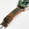 Gurney 3rd serie - Gurney 3 green orange minimalist strap shown on rolex hulk kermit submariner vintage style by gunny straps official handmade leather strap