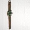 Gurney 3rd serie - Gurney 3 green orange minimalist strap shown on rolex hulk kermit submariner vintage style by gunny straps official handmade leather strap
