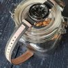 Nato Spectre 1 - omega strap with Spectre combination of canvas and leather NATO strap style by gunny straps shown on omega seamaster speedmaster trilogy