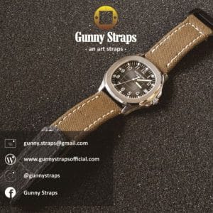 canvas khaki color with velcro closure strap for patek philippe aquanaut and ony other watch brands like panerai rolex audemars hublot from gunny straps official online store