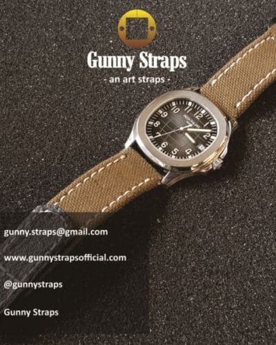 canvas khaki color with velcro closure strap for patek philippe aquanaut and ony other watch brands like panerai rolex audemars hublot from gunny straps official online store