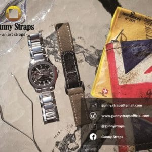 canvas khaki color with velcro closure strap for patek philippe aquanaut and ony other watch brands like panerai rolex audemars hublot from gunny straps official online store