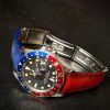 Deep Pepsi leather strap for Rolex Pepsi GMT Master by Gunny Straps