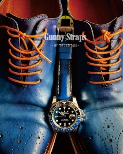 deep blnr2 blue leather strap for rolex gmt master batman pepsi and any other watch brands like omega tudor seiko from gunny straps online store
