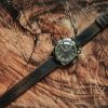 leather strap with minimalist and style and mysterious vintage brown color that created by gunny straps official online store called gurney 4 series shown on omega seamaster speedmaster railmaster rolex