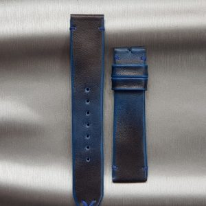 minimalist leather strap called gurney 5 on rolex batman pepsi with mysterious vintage blue style created by guny straps official online store