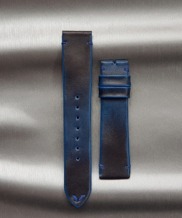 minimalist leather strap called gurney 5 on rolex batman pepsi with mysterious vintage blue style created by guny straps official online store