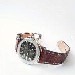 JKW leather dressy watch strap for patek philippe aquanaut and any other watch brands with thin leather burgundy color gunny straps