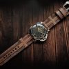 special and perfect panerai leather strap created by gunny straps called king cross 2 shown on pam372 luxury watch with vintage brown style