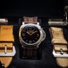 special and perfect panerai leather strap created by gunny straps called king cross 2 shown on pam372 luxury watch with vintage brown style