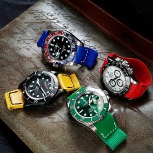 An elastic strap called kolor strap grey red blue green yellow orange by gunny straps official online store for rolex tudor richard mille patek panerai hublot audemars omega seiko