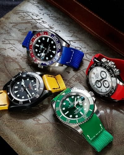 An elastic strap called kolor strap grey red blue green yellow orange by gunny straps official online store for rolex tudor richard mille patek panerai hublot audemars omega seiko