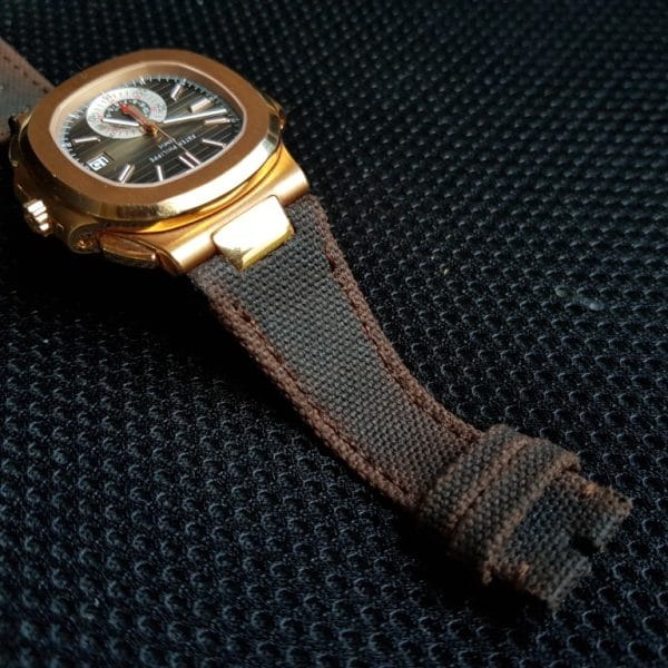 canvas 2 tone black brown on patek philippe nautilus 5980 by gunny straps official online store