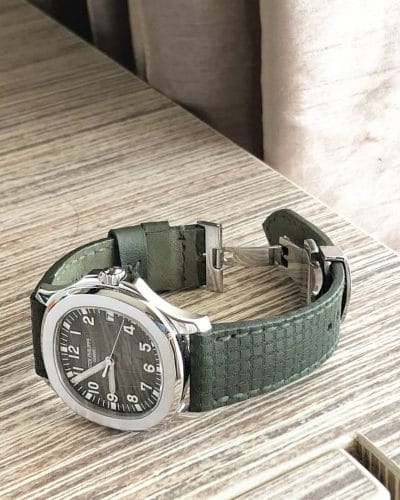 chessboard khaki green the perfect leather strap for patek aquanaut by gunny straps official online store