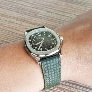 Patek Philippe Aquanaut 5167A attached on Khaki Chessboard made by Gunny Straps