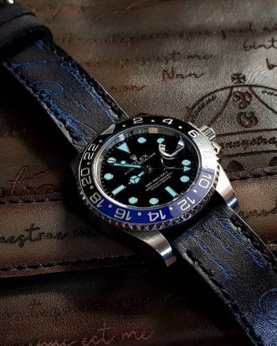 deep black blue scritto rolex batman
