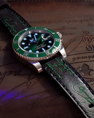 deep black green scritto rolex hulk gunny straps