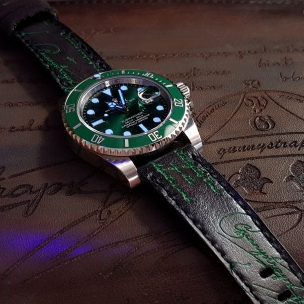 deep black green scritto rolex hulk gunny straps