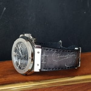 deep black silver scritto hublot gunny leather straps